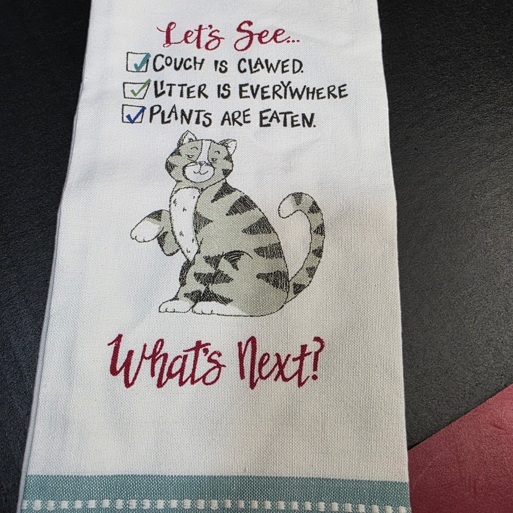 Kay Dee Designs Snarkasms Tea Towel Gray Tabby Cat Humorous Funny‎ Kitchen Gift